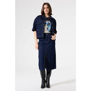 NWT GARCIA CELINE Dark Denim Blue Midi Skirt